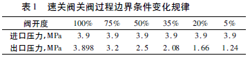 不同開(kāi)度工況下的進(jìn)出口壓力參數